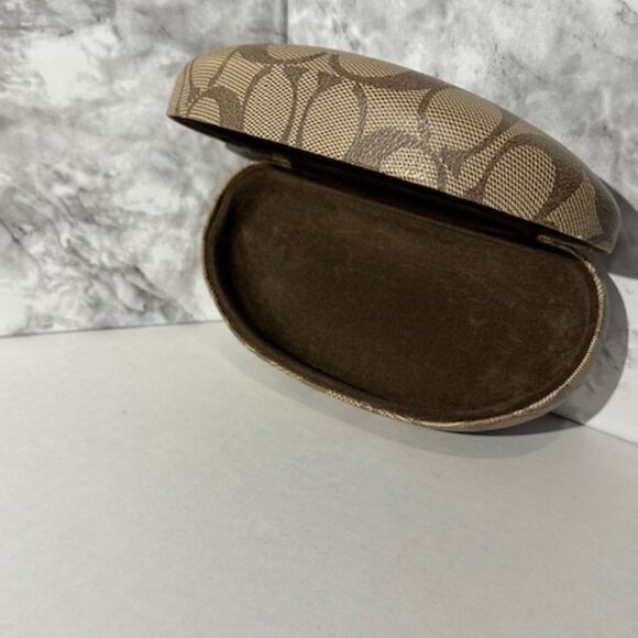 Coach Glasses Case Brown & Brown Velvet Interior Hard Shell Authentic Designer - Picture 4 of 7